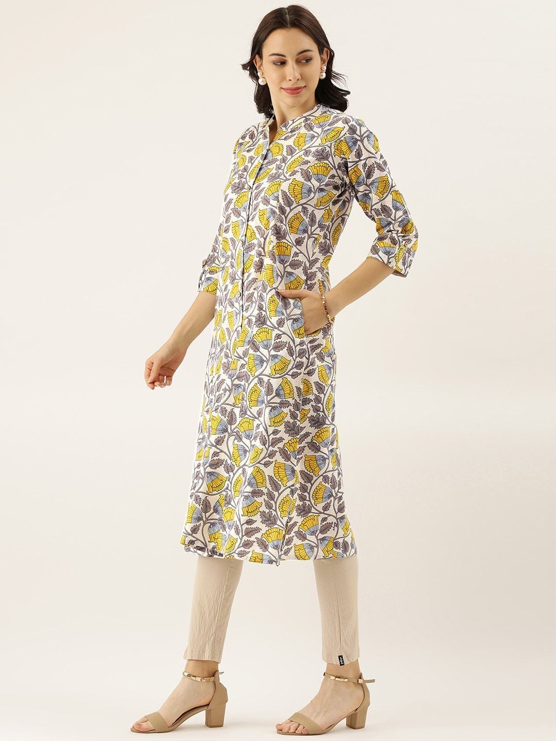 Women's The Dressify White Printed Cotton Kurta