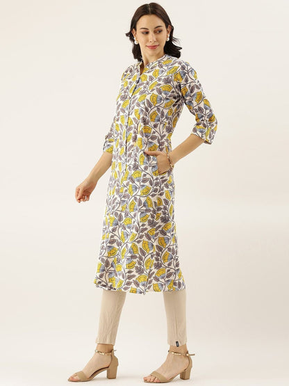 Women's The Dressify White Printed Cotton Kurta