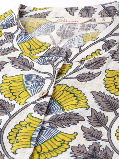 Women's The Dressify White Printed Cotton Kurta