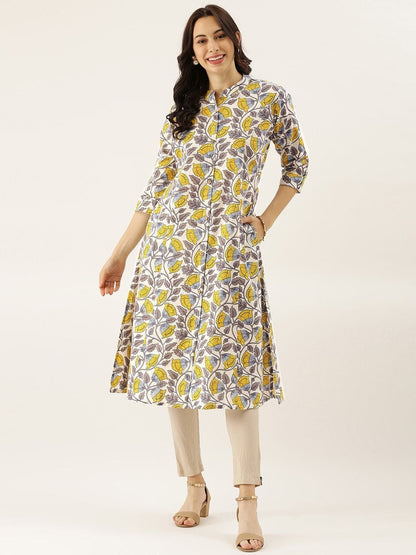 Women's The Dressify White Printed Cotton Kurta