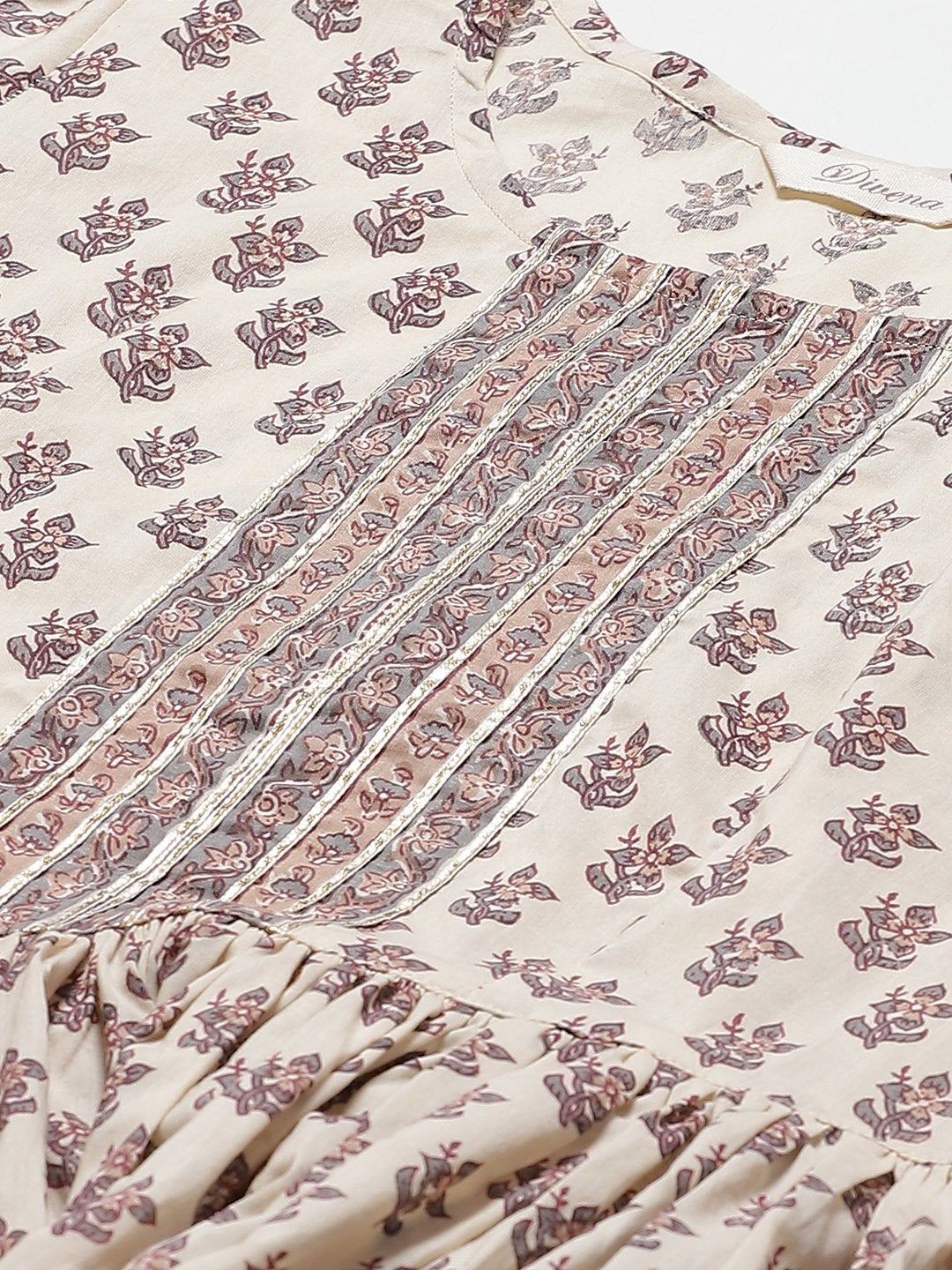 Women's Cream Printed Sharara Set
