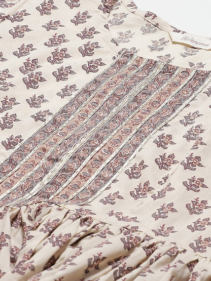 Women's Cream Printed Sharara Set