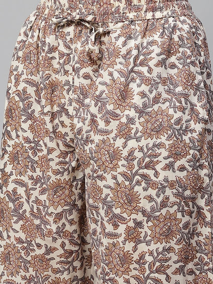 Women's Cream Printed Sharara Set