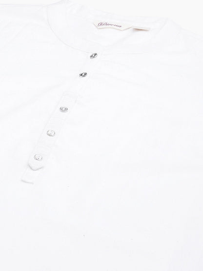 Women's White Cotton Straight Kurta