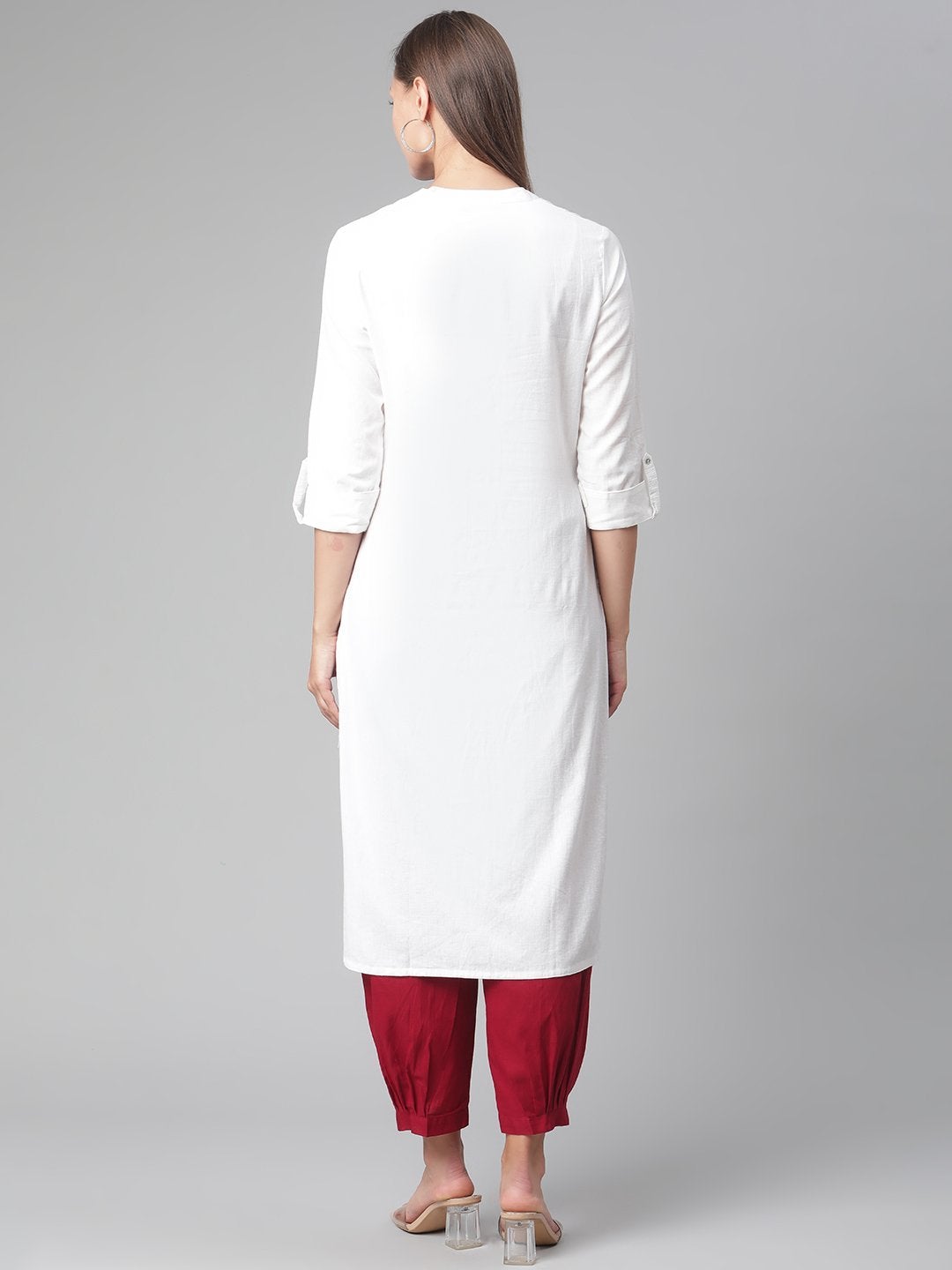 Women's White Cotton Straight Kurta