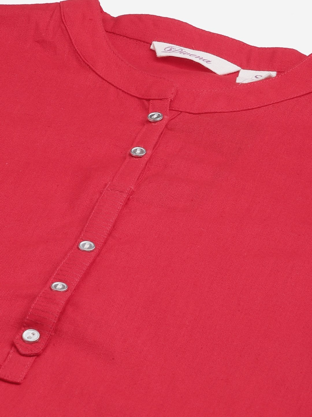 Women's Red Cotton Straight Kurti