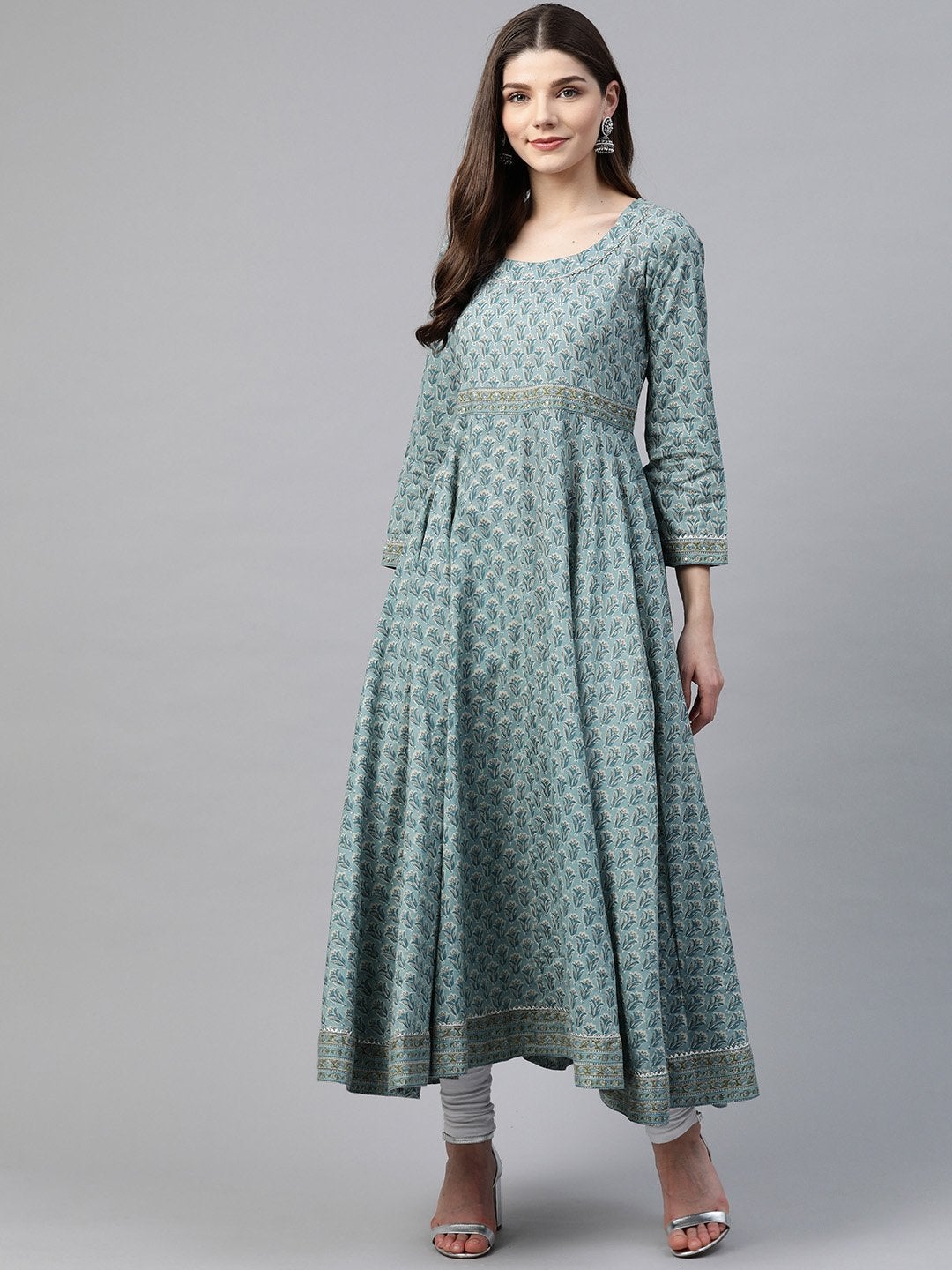 Women's Indigo Blue Printed High Low Kurta