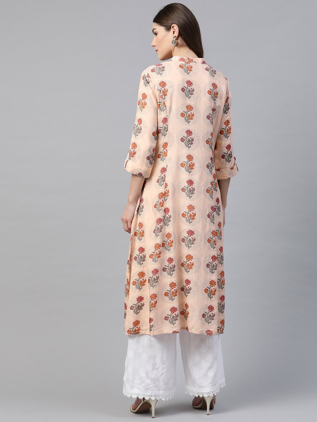Women's A-Line Pink Rayon Kurta
