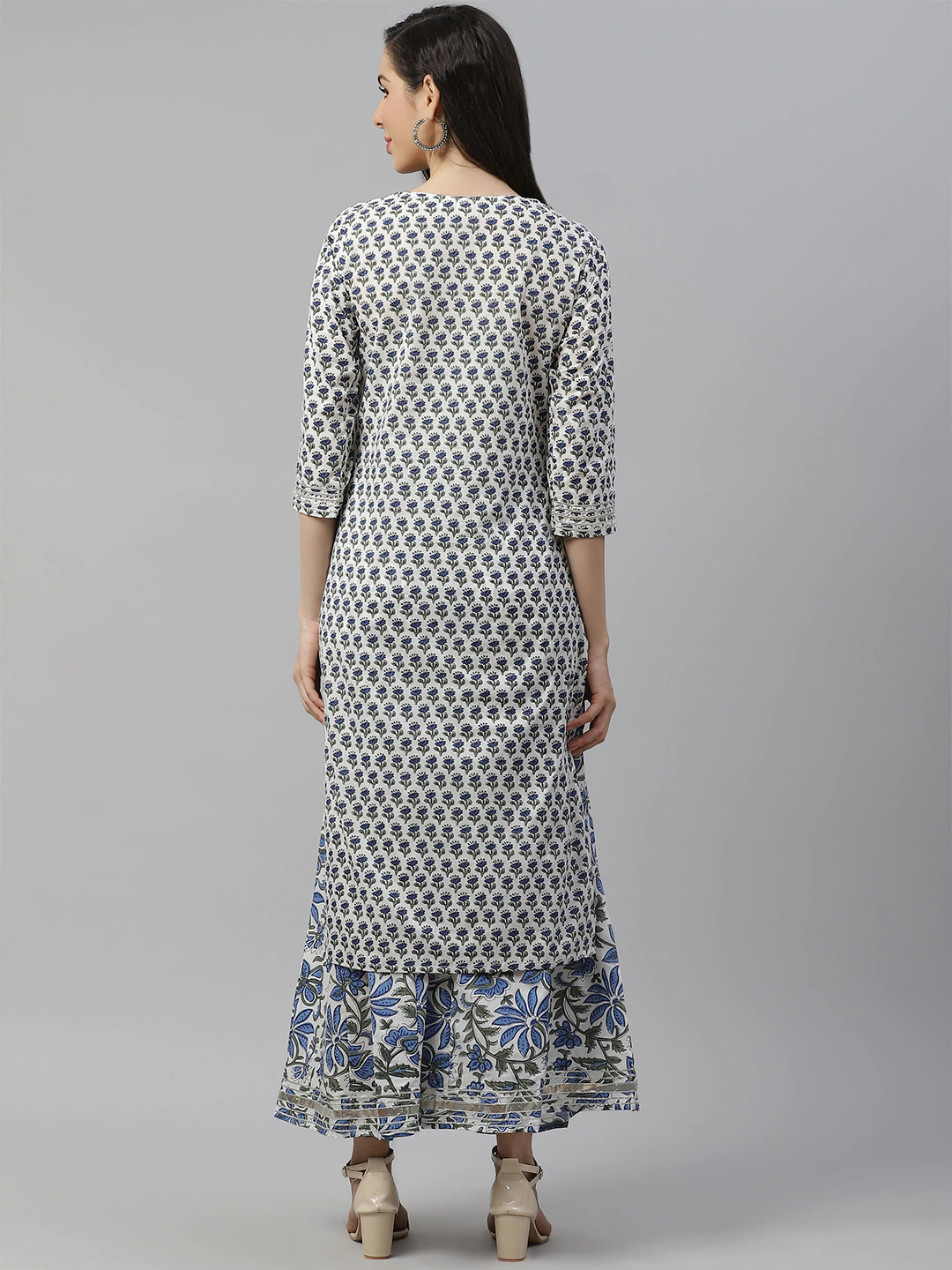 Women's The Dressify White Gota Work Kurta with Palazzo Set