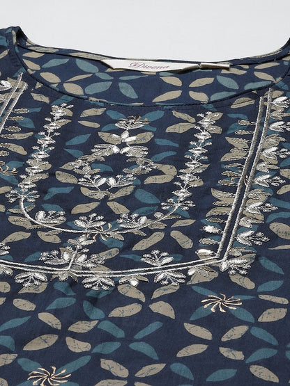 Women's Indiogo blue Kurta Set With Palazzo