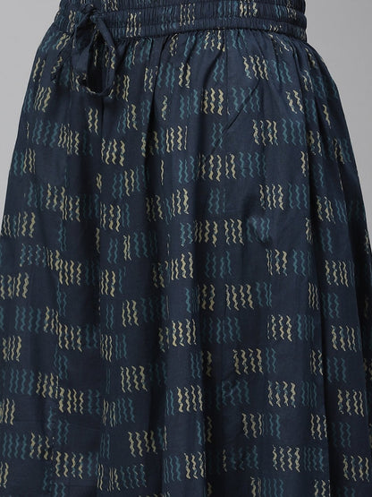 Women's Indiogo blue Kurta Set With Palazzo
