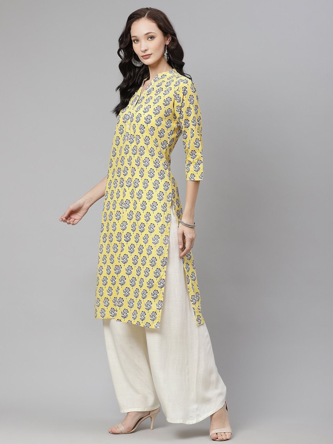 Women's The Dressify Yellow cotton Straight Kurta