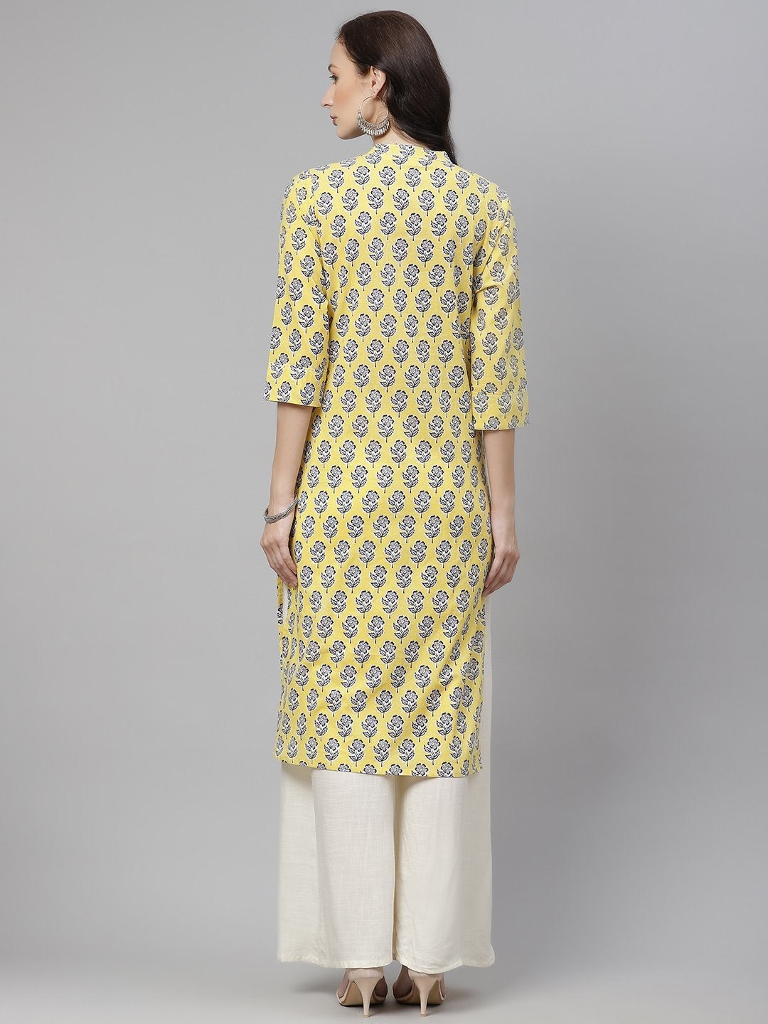 Women's The Dressify Yellow cotton Straight Kurta