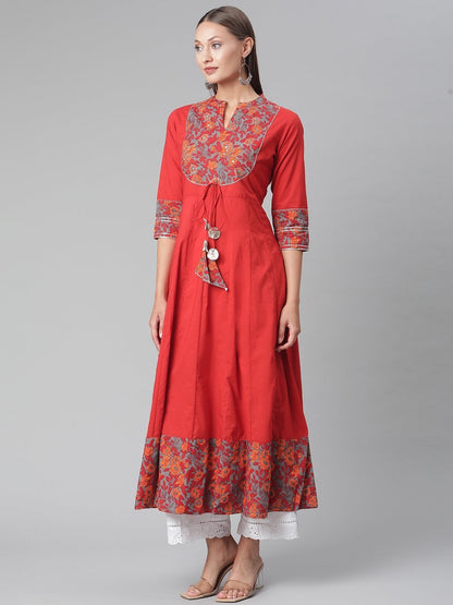 Women's Brick Red Anarkali kurta