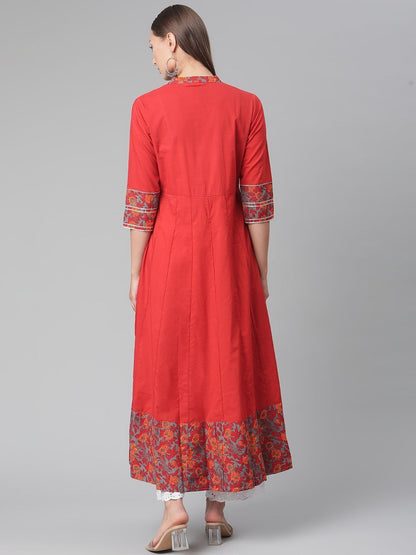 Women's Brick Red Anarkali kurta