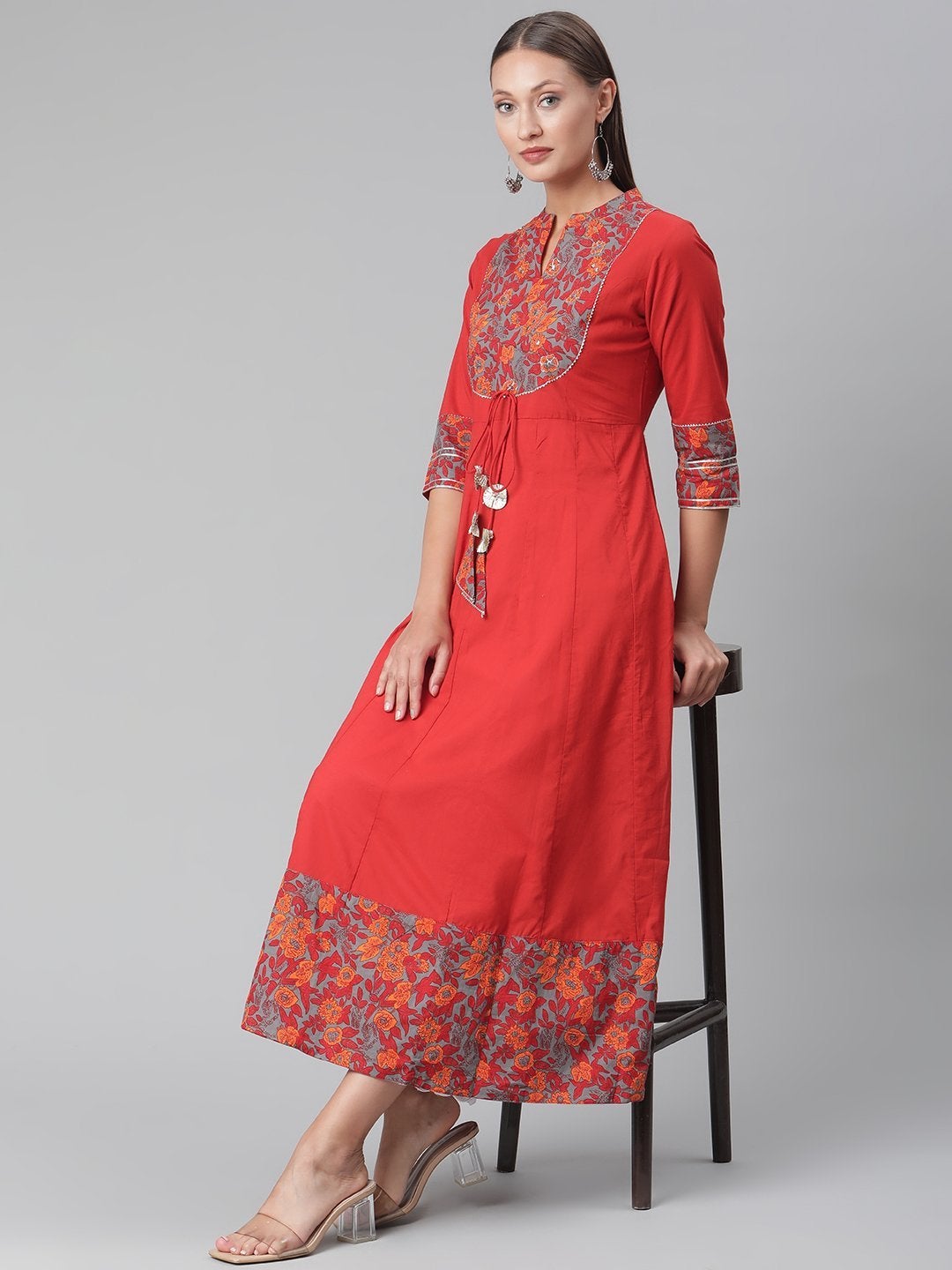 Women's Brick Red Anarkali kurta