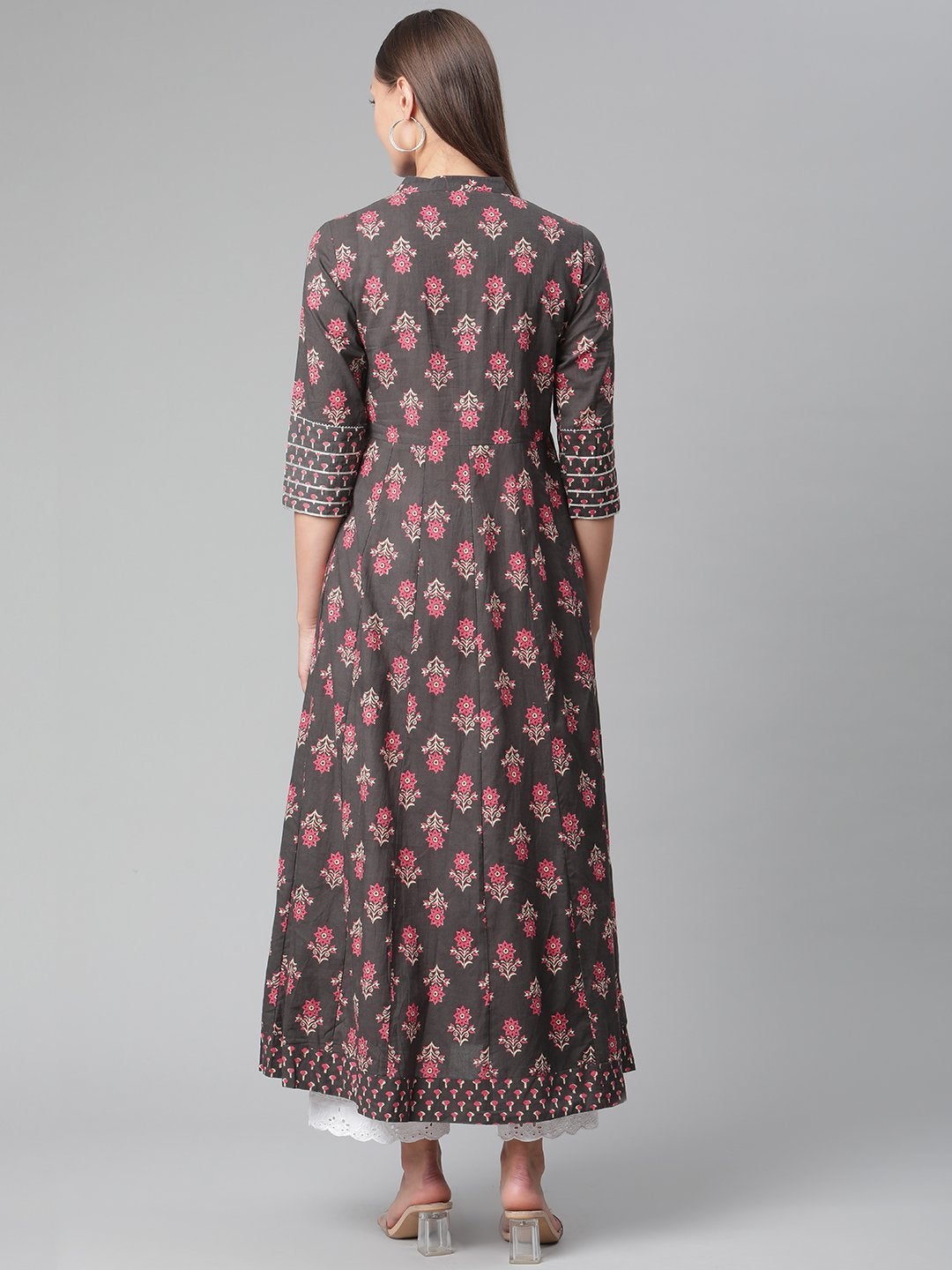 Women's Brownish Black Anarkali Kurta