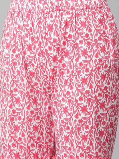 Women's Red White Peplum kurta With Sharara Set