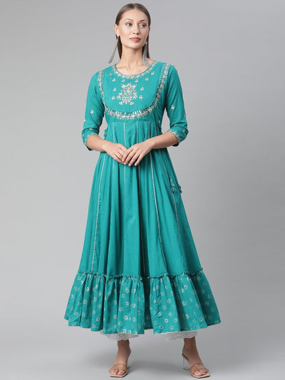 Women's Green Flared Kurta