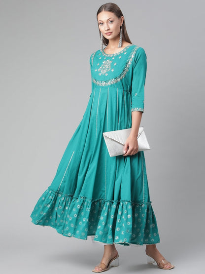 Women's Green Flared Kurta