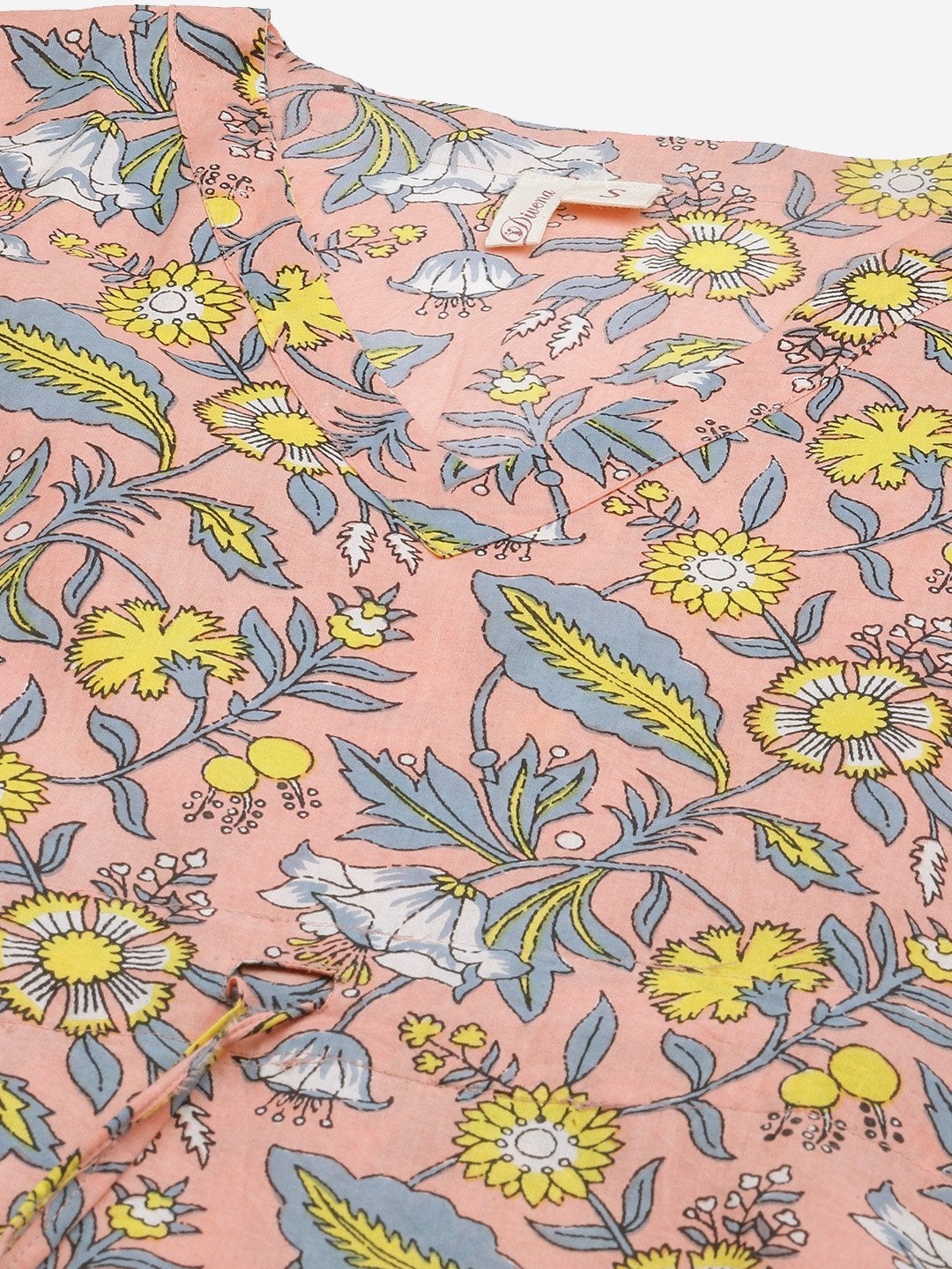Women's Pink Floral Cotton Kaftan