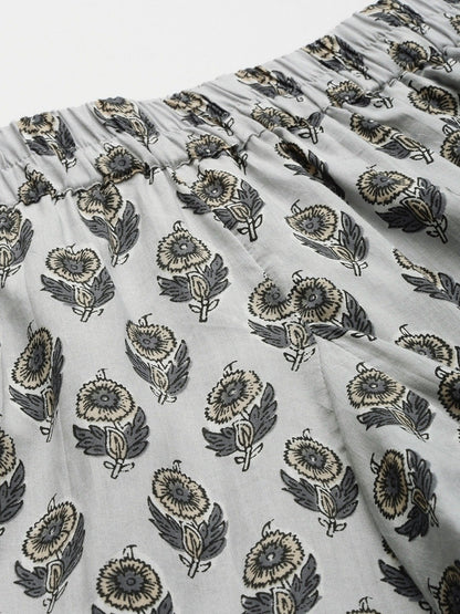 Women's Grey Color Cotton Loungewear/Nightwear