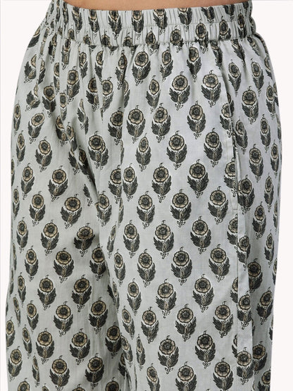 Women's Grey Color Cotton Loungewear/Nightwear