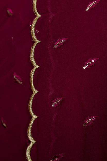 Women's Burgandy Saree with Blouse piece