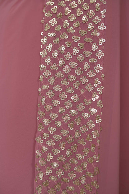 Women's Dusty Pink Saree with Heavy Sequin Border