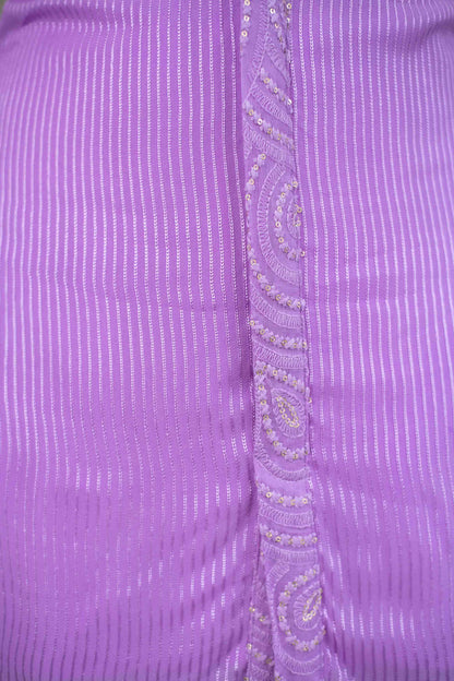 Women's Lavender Georgette Thread Work Kurta With Patiala (2pc)