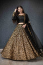 Women's Black And Gold Lehenga Set