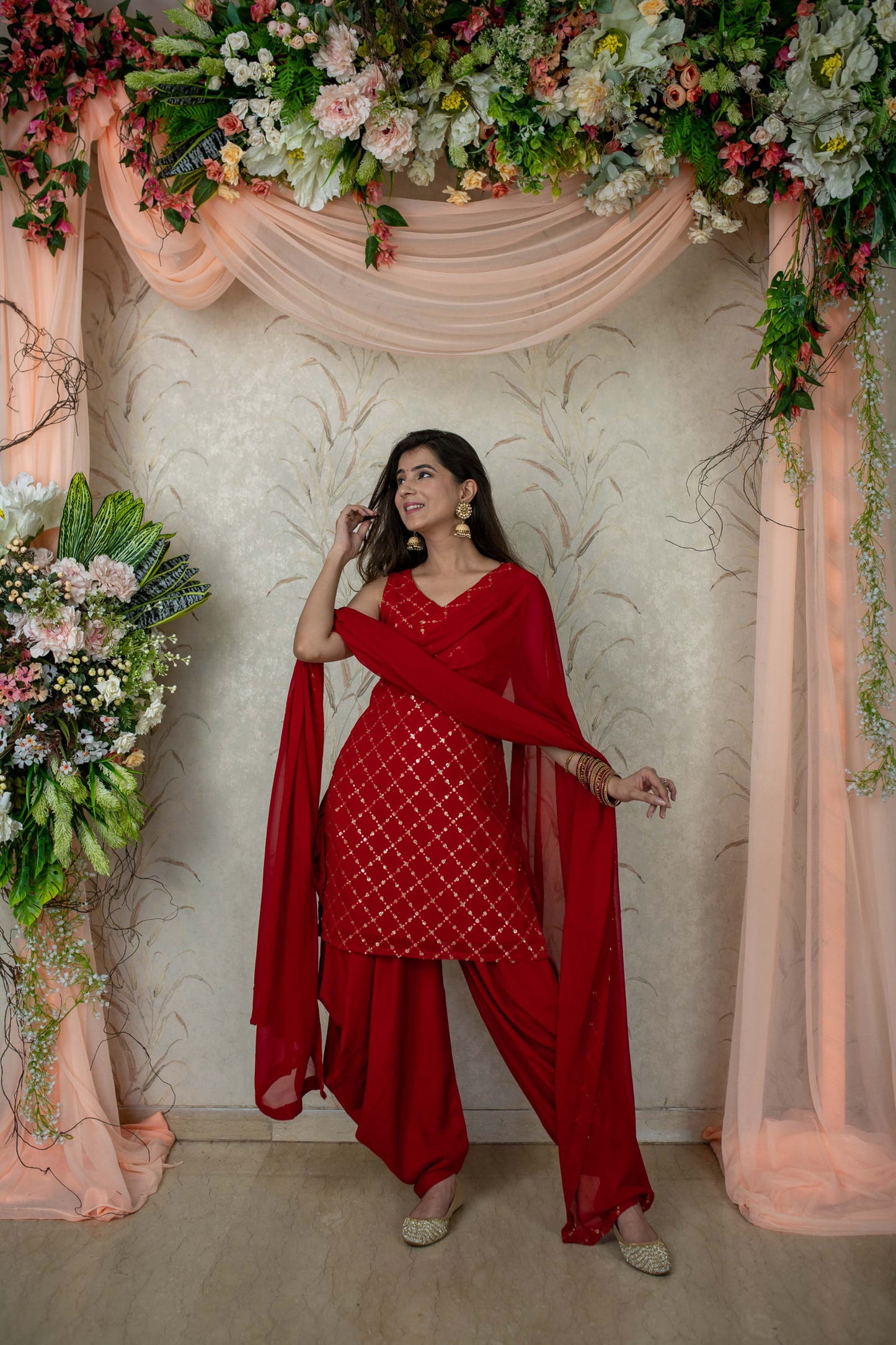 Women's Red Patiala