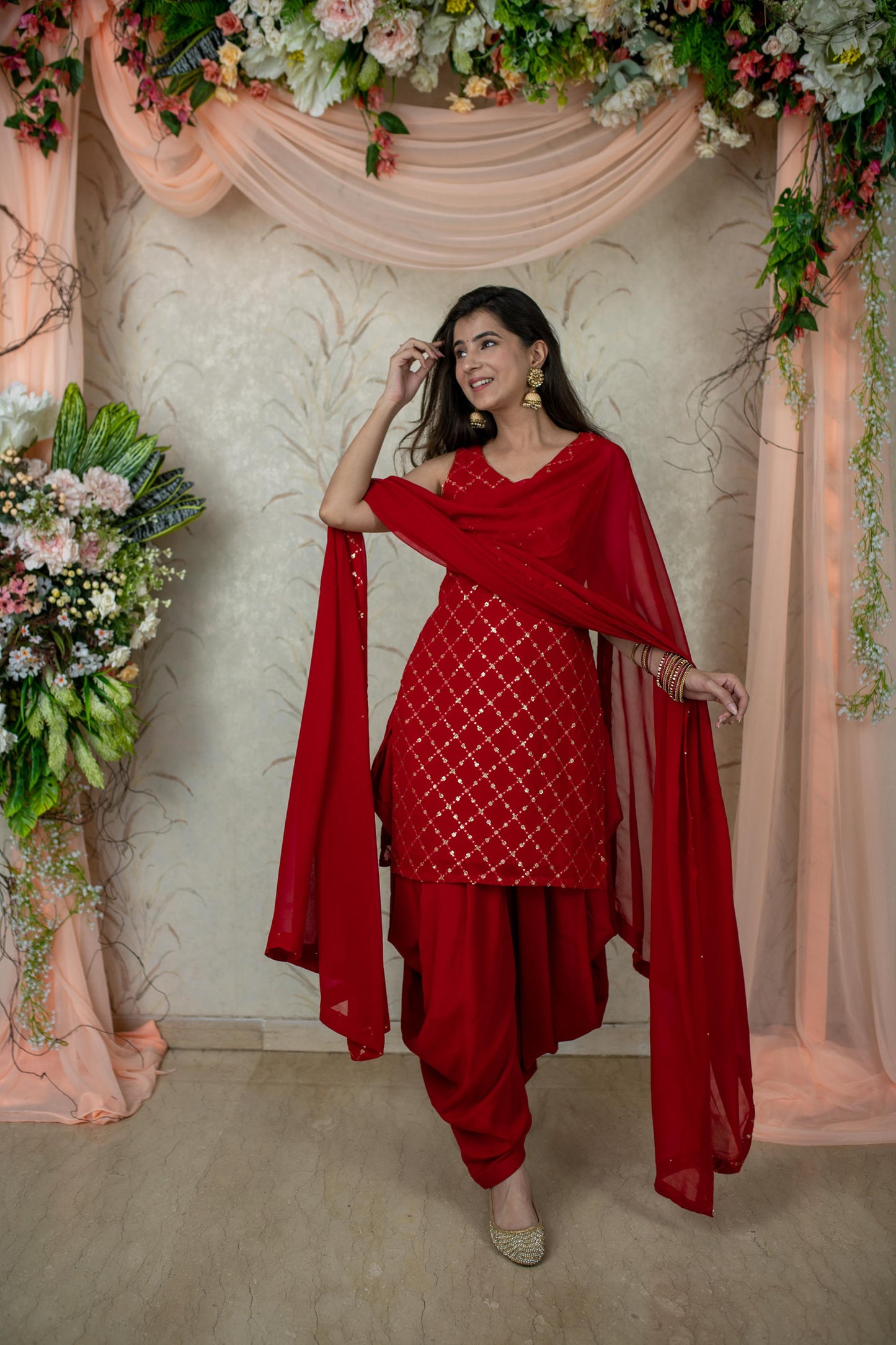 Women's Red Patiala