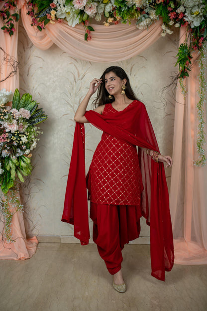 Women's Red Patiala