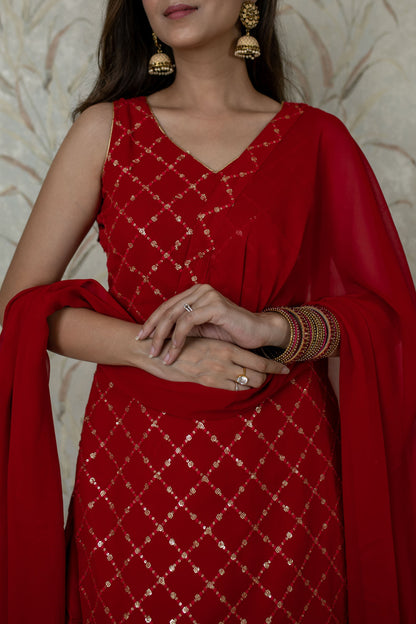 Women's Red Patiala