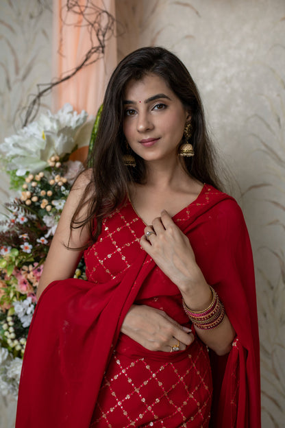 Women's Red Patiala