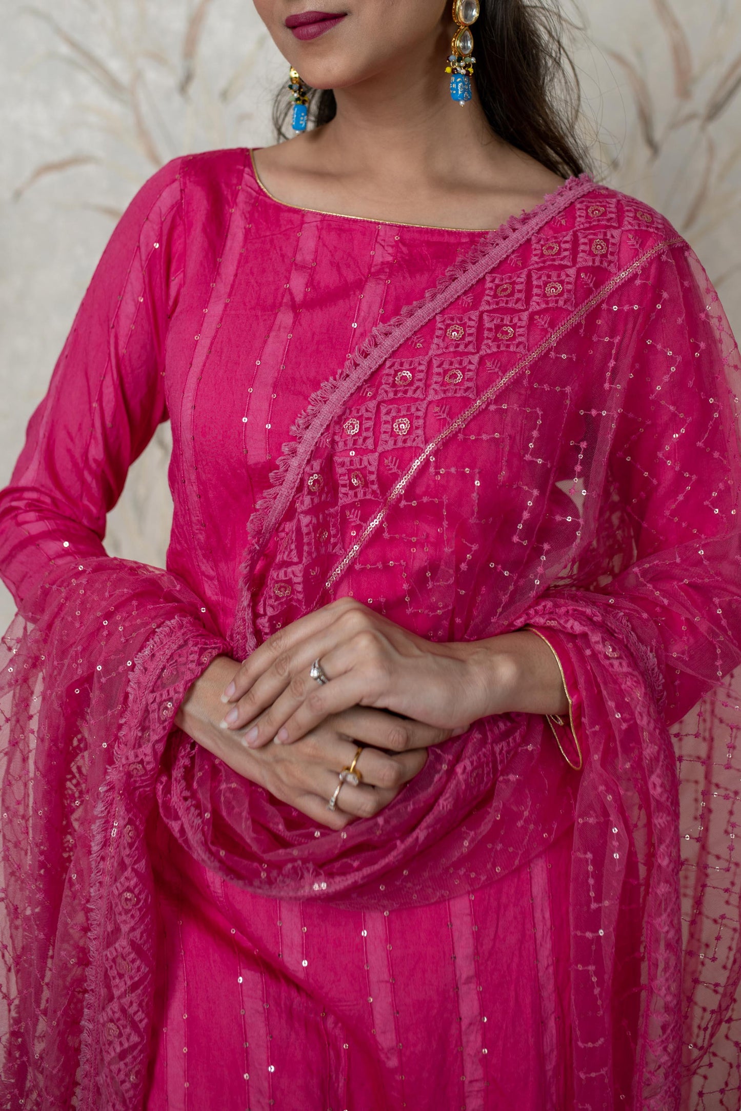 Women's Pink Chanderi Kurta Set