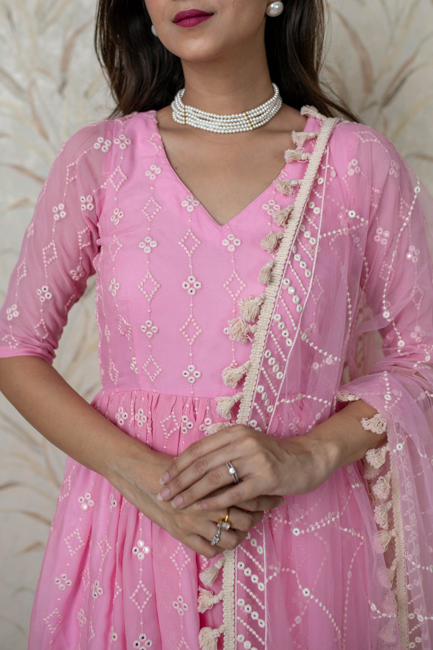 Women's Ice Pink Peplum Palazzo