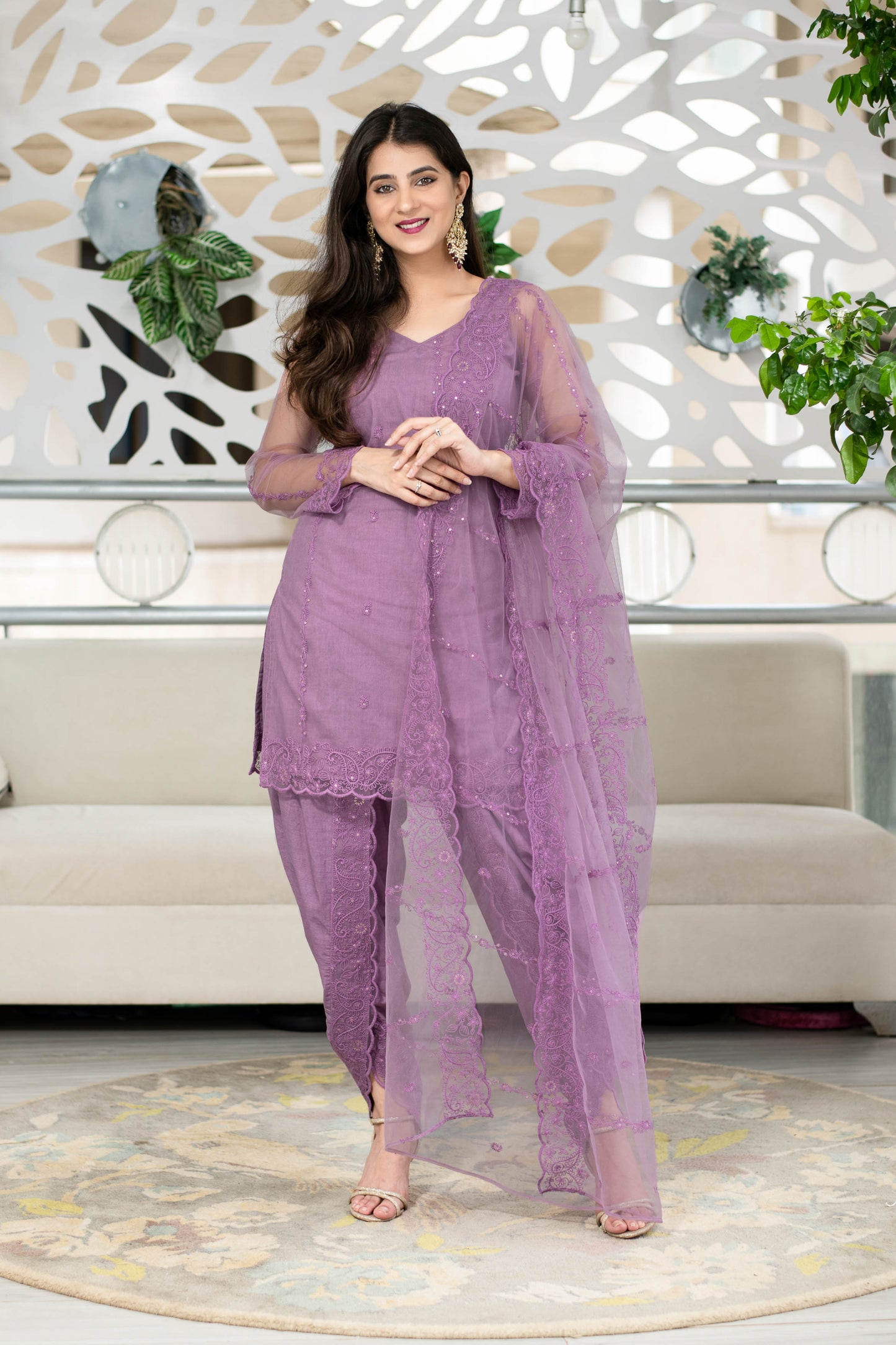 Women's Mauve Dhoti Set (3pcs set)