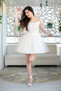 Women's Off White Ruffle Fit And Flare Short Dress (1pc)