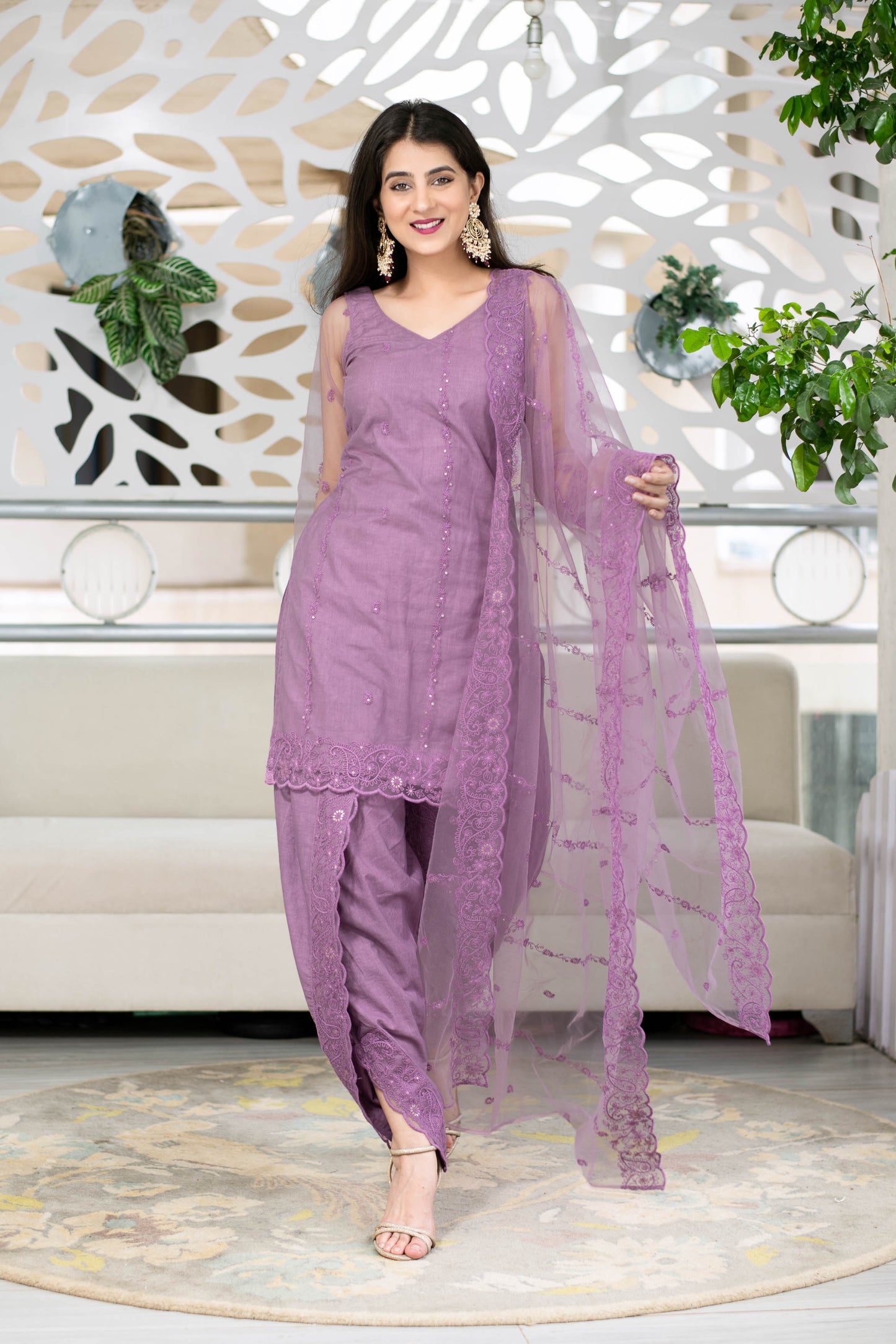 Women's Mauve Dhoti Set (3pcs set)