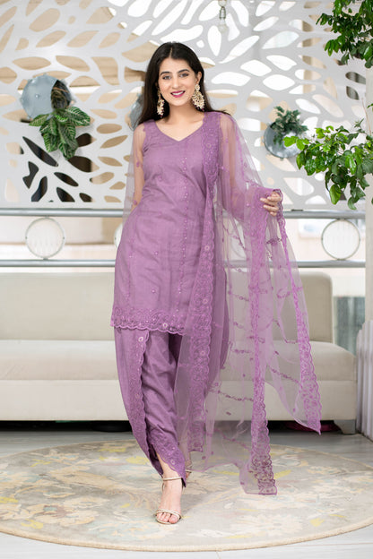 Women's Mauve Dhoti Set (3pcs set)