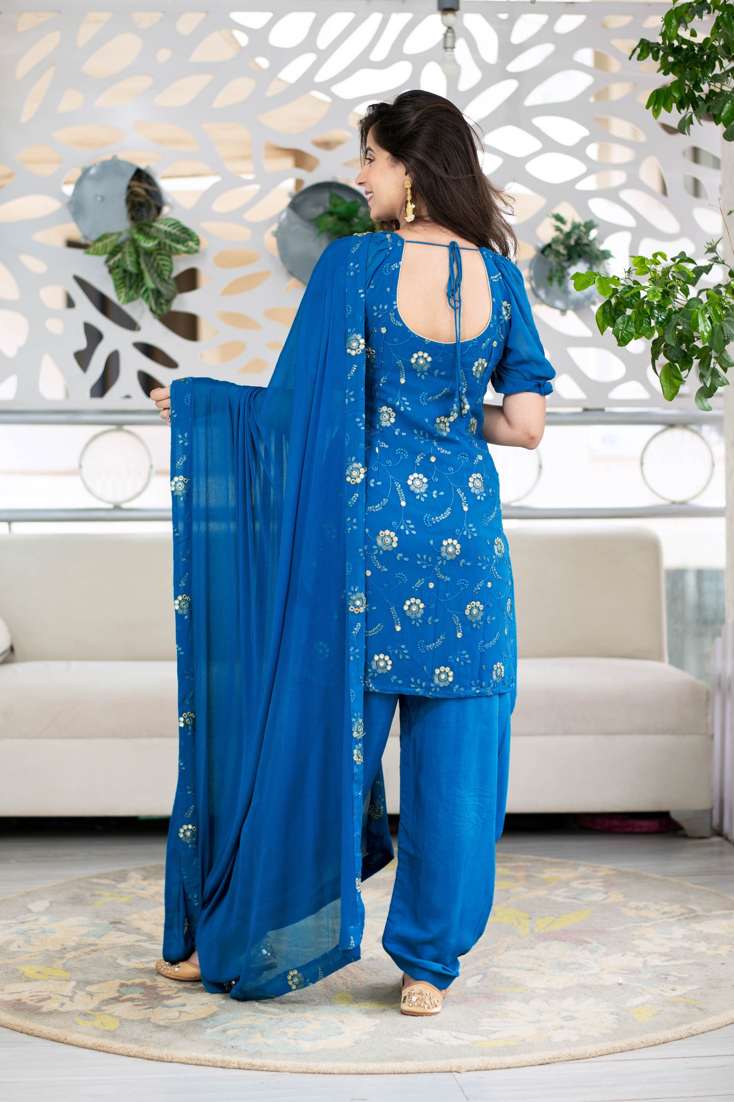 Women's Turquoise Blue Patialla (3pc Set)