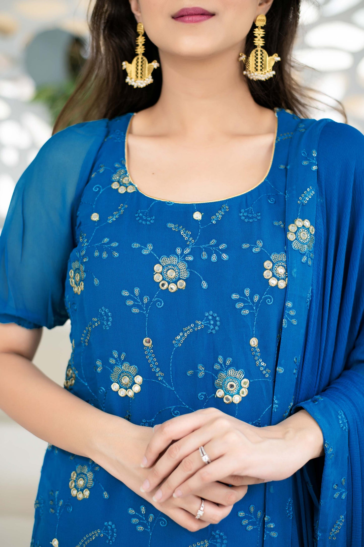 Women's Turquoise Blue Patialla (3pc Set)
