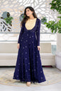 Women's Deep Blue and Beige Gown