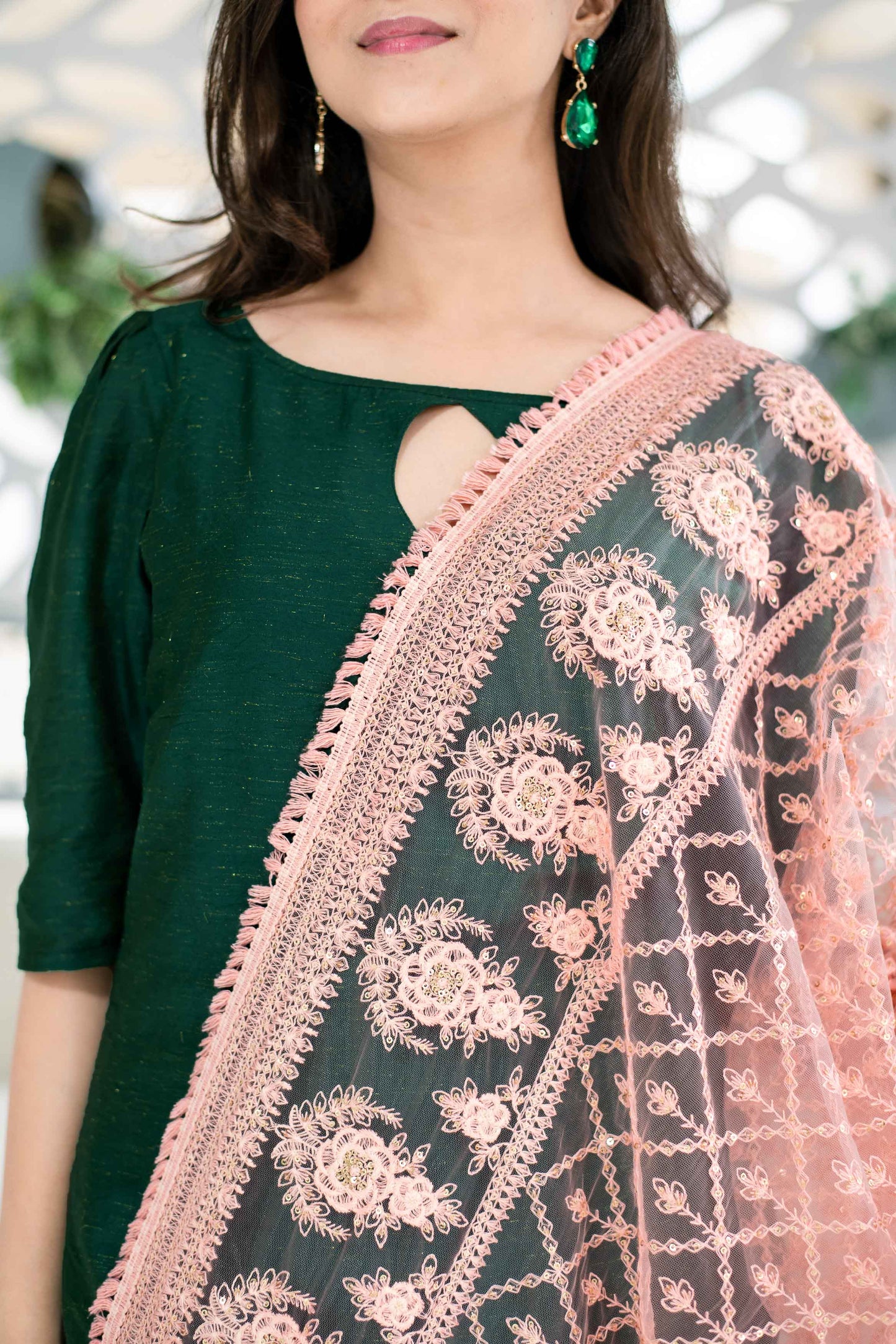 Women's Rama Green Kurta With Heavy Dupatta (3pcs Set)