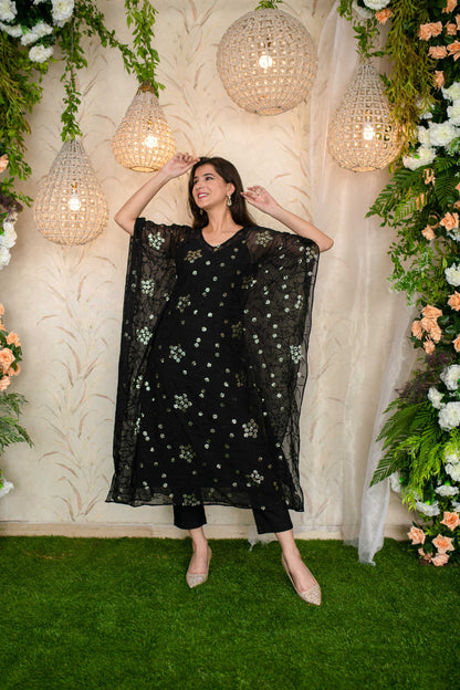 Women's Black Kaftan With Pants