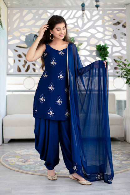 Women's Deep Blue Patiala Set (3pcs set)