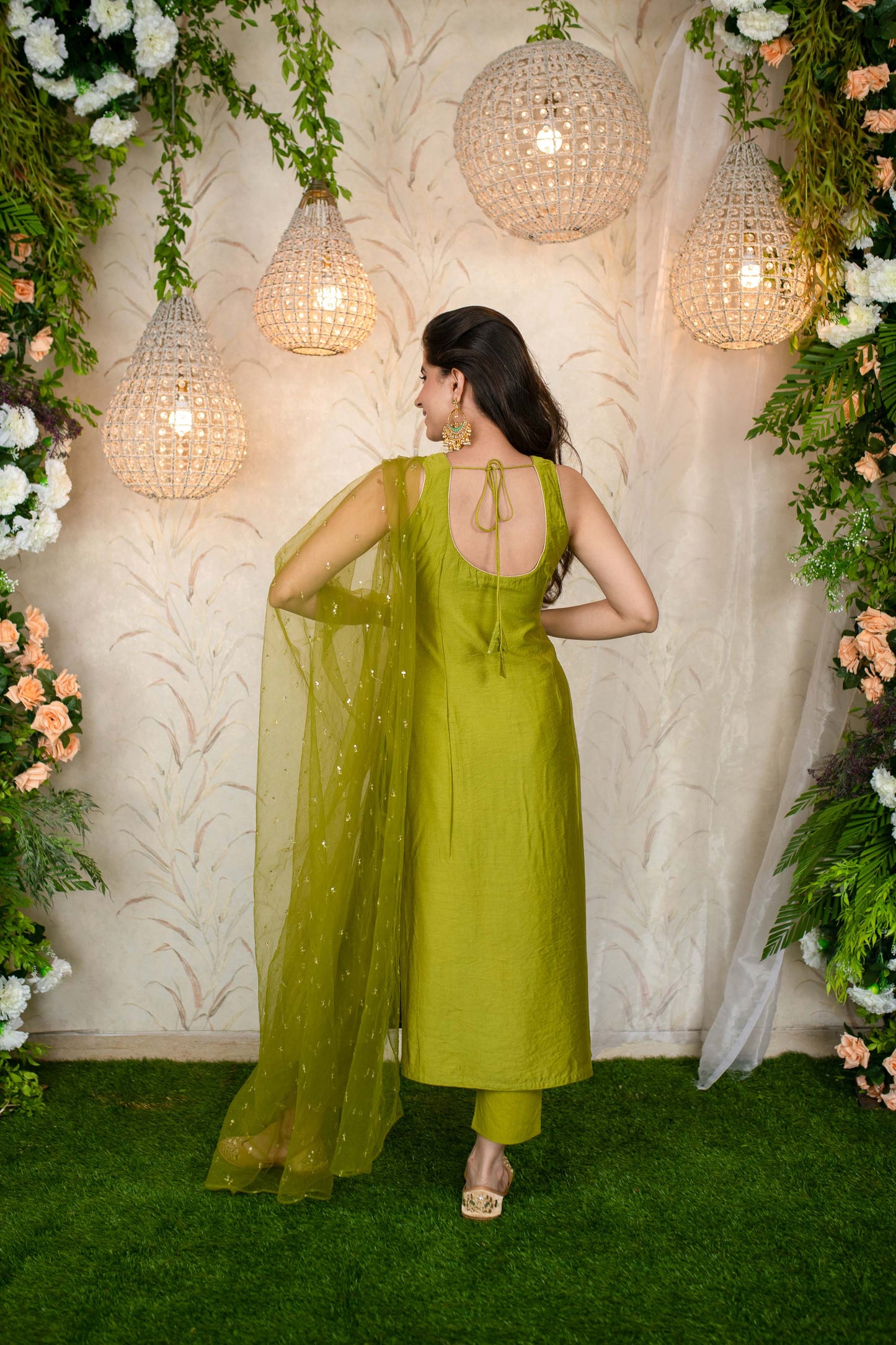Women's Mehandi Green Kurta Set