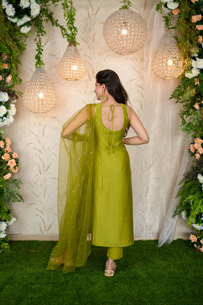 Women's Mehandi Green Kurta Set